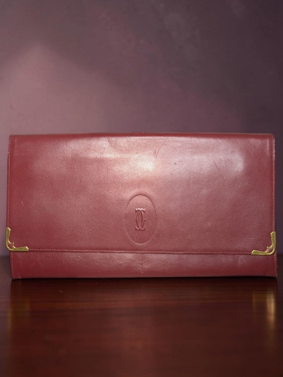 Cartier Handbags - Vintage Cartier Burgundy Leather Clutch